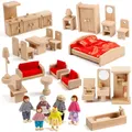 Produktbild: KABENFIS 39PCS 5 Set Puppenhaus Möbel Zubehör mit Einer Familie von 6 Puppen Dekoration Rollenspiel Spielzeug für Mädchen Jungen