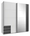 Produktbild: Wimex Schwebetürenschrank Emden (mit Schwebetüren, Schubladen, Einlegeböden, Kleiderstangen, 1-St., moderne Optik, mit Spiegel, alufabene Metallgriffleisten) 180x64x198cm Graphit Weiß 2-türig