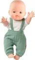 Produktbild: Heless 54021 - Jungen Babypuppe Gordi von Paola Reina, mit Musselin-Latzhose in Salbeigrün und einem weißen Shirt, aus Baumwolle, eine Puppe der Größe 34 cm