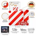 Produktbild: 2x Warntafel Fahrradträger Rot Weiß Warnschild 50x50 cm 4x Reflektor mit E Prüfzeichen Ecken mit 4x Metallösen Fahrradträger Wohnmobil Anhäng...