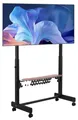 Produktbild: VEVOR Rollender TV-Ständer, Mobiler TV-Wagen für 35-100 Zoll LED/LCD/OLED Flach-/Curved-TVs, Tragbarer Monitorständer mit Rädern für bis zu 198 lbs für Wohnzimmer, Schlafzimmer, Büro, Außenbereich, Max VESA 800x600mm, 1-Layer Tray-b, 2 Halter-a