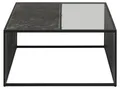 Produktbild: Couchtisch Strington rauchfarbenes Glas & schwarze Marmoroptik, schwarzes Metallgestell - ca. 80 x 80 cm