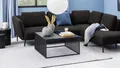 Produktbild: Couchtisch Strington Rauchglas Marmor Dekor Gittergestell schwarz 80x80 cm