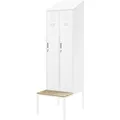 Produktbild: Jan Nowak Spind mit Sitzbank und Schrägdach KACPER II PRO 230 x 60 x 85 cm Weiß