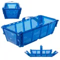 Produktbild: KADAX Erntekorb aus Kunststoff 40x18x11,5 cm, Klappbarer Erdbeerkorb, Obstkörbchen mit Griff, Erdbeerkörbchen zum Obstsammeln, Rechteckiger Obstkorb (Blau)