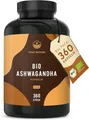 Produktbild: Bio Ashwagandha - 360 Kapseln (BIG PACK) - Hochdosierte 2600mg pro Tag (90 Tage) - 650mg pro Kapsel - indische Bio Schlafbeere - Vegan, Laborgeprüft, Deutsche Produktion - TRUE NATURE