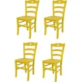 Produktbild: t m c s Tommychairs - 4er Set Stühle CUORE für Küche und Esszimmer, robuste Struktur aus Buchenholz, in Anilinfarbe Gelb lackiert und Sitzfläch... - Gelb
