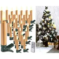 Produktbild: Lunartec 30er-Set LED-Weihnachtsbaumkerzen mit Dochten und Flammen-Effekt, gold