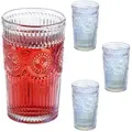Produktbild: Relaxdays Trinkgläser 4er Set, Wassergläser, Vintage-Design, spülmaschinenfest, mit Holo-Effekt, 360 ml, transparent
