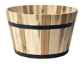 Produktbild: colourliving Pflanzkübel rund aus Akazienholz, Verschiedene Größen & Farben, mit Ablaufloch | Robustes Holzfass für Garten & Balkon – wetterfest, stapelbar & dekorativ bepflanzbar (braun, 40 cm)