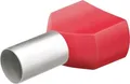 Produktbild: KNIPEX Twin-Aderendhülse 97 99 372 | 2x1 mm² | Zwillings-Aderendhülse | Kunststoffkragen | rot | 200 St | verzinnt