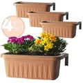 Produktbild: 4x Blumenkasten Balkongeländer Balkon Blumenkasten Balkonkasten mit Halterung Balkonkasten Geländerkasten Balkonkasten mit Wasserspeicher 50 cm Terr