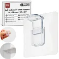 Produktbild: Selbstklebende Regalhalterung, 8 Pack, in Transparent, 70 x 70 mm extra starke Klebefläche, Schrankboden Halterung ohne Bohren und Schrauben, Einlegeboden Halter für Möbel, Glasboden, Fachbodenträger