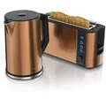 Produktbild: Arendo Frühstücksset 2-teilig, Langschlitztoaster für 2 Scheiben, Wasserkocher Edelstahl 1,5 Liter, Kupfer