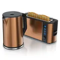 Produktbild: Arendo 1x Wasserkocher, 1,5L, Kupfer + 1x Toaster, 2 Scheiben, Kupfer