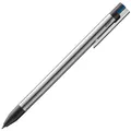 Produktbild: LAMY logo 3-colours – mehrfarbiger Kugelschreiber aus Edelstahl (schwarz, blau, rot) mit Sichtwahlmechanik – Farbe mit einem Klick ändern – inkl. Kugelschreiberminen LAMY M 21 in schwarz, blau & rot