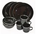 Produktbild: A. Blöchl Geschirr-Set Essgeschirr Emaille schwarz neu (12-tlg. / 4 Personen) (12-tlg), 4 Personen, emaillierter Stahl, ideal für Camping und Outdoor