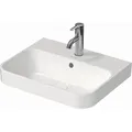 Produktbild: Duravit Happy D.2 Aufsatz-Waschtisch 23605061001 50 x 40 cm, geschliffen, 1 Hahnloch, mit Überlauf, Hahnlochbank, weiß/anthrazit matt WonderGliss