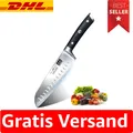 Produktbild: Ergonomisches 18 cm Santoku Kochmesser aus Deutschem Edelstahl - Ideal Geschenk