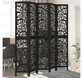 Produktbild: vidaXL Paravent, 5-tlg. Paravent Schwarz Massivholz Paulownia
