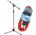Produktbild: keepdrum MS106 RD Rot Mikrofonständer Stativ mit Galgen + 6m XLR Kabel Rot