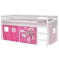 Produktbild: Hochbett Spielbett Kinderbett Etagenbett Vorhang PRINZESSIN in rosa Kiefer