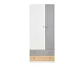Produktbild: Deine Möbel 24 Kinderkleiderschrank POKO 03 80 / 190 / 50 cm [B/H/T] in Biskuiteiche / Weiß Lux / Grau