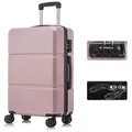 Produktbild: YONSLY Koffer Hartschalen-Reisekoffer Trolley Rollkoffer aus ABS und Aluminium, 4 Rollen, TSA-Schloss, YKK-Reißverschluss, austauschbare Rollen & Griffe 66 cm