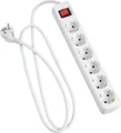 Produktbild: Hama Mehrfachsteckdosenleiste, 6-fach, mit Schalter 5m, weiß Steckdosenleiste 6-fach (Kabellänge 5 m)