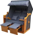 Produktbild: XL Wellness Strandkorb Volllieger Liegekorb Binz 213 schwarz Nadelstreifen natur