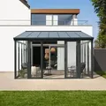 Produktbild: Wintergarten Mit Schiebetüren Amaris - 428 X 300 Cm Anthrazit Wintergarten Winterhaus Überdachung Veranda - Home Deluxe