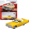 Produktbild: Mattel HFB42 Disney Pixar Cars Mel Dorado mit Brille Cadillac Eldorado 1976 Gelb Gold Moderator Spielzeugauto Modell Fahrzeug Actionauto 9 cm Maßstab 1:55