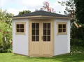 Produktbild: Alpholz 5-Eck Gartenhaus Modell Sunny-A aus Holz in Naturbelassen, Holzhaus mit 28 mm Wandstärke,Größe: 200 x 200 cm