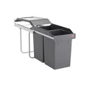 Produktbild: Hailo Abfallsammler Tandem 3650103 | 2fach Einbau-Mülleimer incl. 50 Müllbeutel | für Schränke ab 300 mm Breite | Bequemer Handauszug auf Rollenführung | Silber und Kunststoff Anthrazit