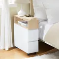 Produktbild: SoBuy FBT155-WN Nachttisch Badrollwagen Nischenregal Boxspringbett Telefontisch