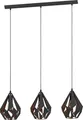 Produktbild: EGLO Pendellampe Carlton 1, 3 flammige Vintage Pendelleuchte, Retro Hängelampe aus Metall in Schwarz und Kupfer, E27 Fassung