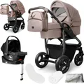 Produktbild: Bergsteiger Capri Kombikinderwagen 4-in-1 – Babywanne, Sportsitz, i-Size Babyschale & Isofix-Station, Luftreifen, höhenverstellbar, faltbar, Zubehör