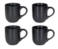 Produktbild: 4er Set Steingut Tassen 300ml Schwarz Kaffeetasse Kaffeebecher Edel Design Küchengeschirr Heißgetränke Kaffeepott
