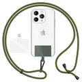 Produktbild: NALIA HoldMe Air Universal-Kette mit Pad, Band für Handy-Hülle zum Umhängen, Karabinerhaken aus Metall (schwarz), Schlüsselband Umhängeband 160 CM, Crossbody Lanyard mit Schlaufe, Farbe:Oliv Grün