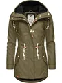 Produktbild: Ragwear Damen gefütterter Regenmantel wasserdichte Lange Regenjacke mit Kapuze Monadis Rainy Intl. Olive Gr. XXL