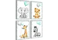 Produktbild: Novart Wandbild Kinderzimmer Wandbilder Set Tiere - 4 Bilder 30x40 cm Aufhängfertig