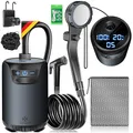 Produktbild: KESSER® Campingdusche Mobile Dusche mit Pumpe & wiederaufladbarem Akku 8000mAh | Camping Dusche Set inkl. einstellbarem Duschkopf, 2m Schlauch, Sprühpistole & Halterung