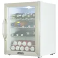 Produktbild: Klarstein Beersafe XL Crystal White Kühlschrank 60 Liter 4 Böden Panoramaglastür Edelstahl Weiß