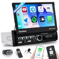 Produktbild: SIXTOP Autoradio 1 Din Navi mit Automatisch Versenkbarer Bildschirm mit Wireless Carplay Android Auto，7 Zoll Radio Stereo 1Din mit EQ Bluetooth Mirror Link FM AUX TF USB SWC Fernsteuerung Rückfahrkame