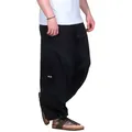 Produktbild: KUNST UND MAGIE Haremshose Haremshose Herren Unisex Baumwolle – Goa Hose mit Taschen Aladinhose schwarz L/XL