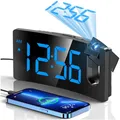 Produktbild: Projektionswecker Digitaluhr mit 180° Projektor USB Ladefunktion Schlummer Uhr