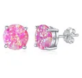 Produktbild: Silvego Ohrring-Set Silver earrings with pink synthetic opal JJJEBP302004