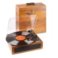 Produktbild: Fenton Plattenspieler Bluetooth, Vinyl Player mit Schallplattenkoffer, Autostopp, Abdeckhaube Vinyl Record Player mit eingebautem Lautsprecher, Schallplattenspieler mit Case, Holz Lightwood