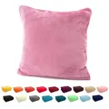 Produktbild: heimtexland Dekokissen Flanell Soft Kuschelkissen Plüsch Kissenbezug, super weich und flauschig, Allergiker geeignet, atmungsaktiv rosa 48 cm x 48 cm