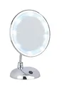 Produktbild: WENKO Spiegel Mod. Style LED Kosmetikstand flexibel beleuchtet freistehend mit 3-Fach Vergrößerung für Beauty-Einsatz batteriebetrieben Maße 17,5x28 x12 cm Spiegelfläche Ø 16 cm Chrom Kunststoff Glas